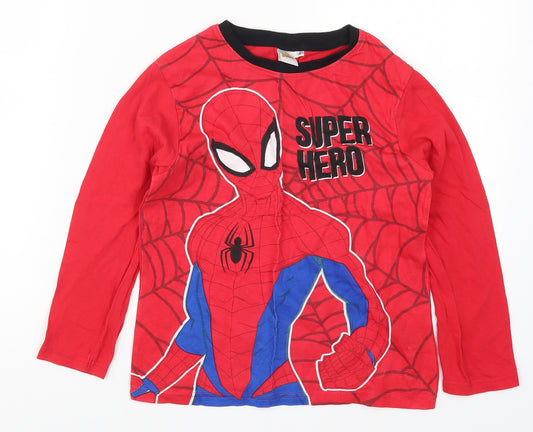 Preworn Boys Red Solid   Pyjama Top Size 7-8 Years  - Spider Man Super Hero