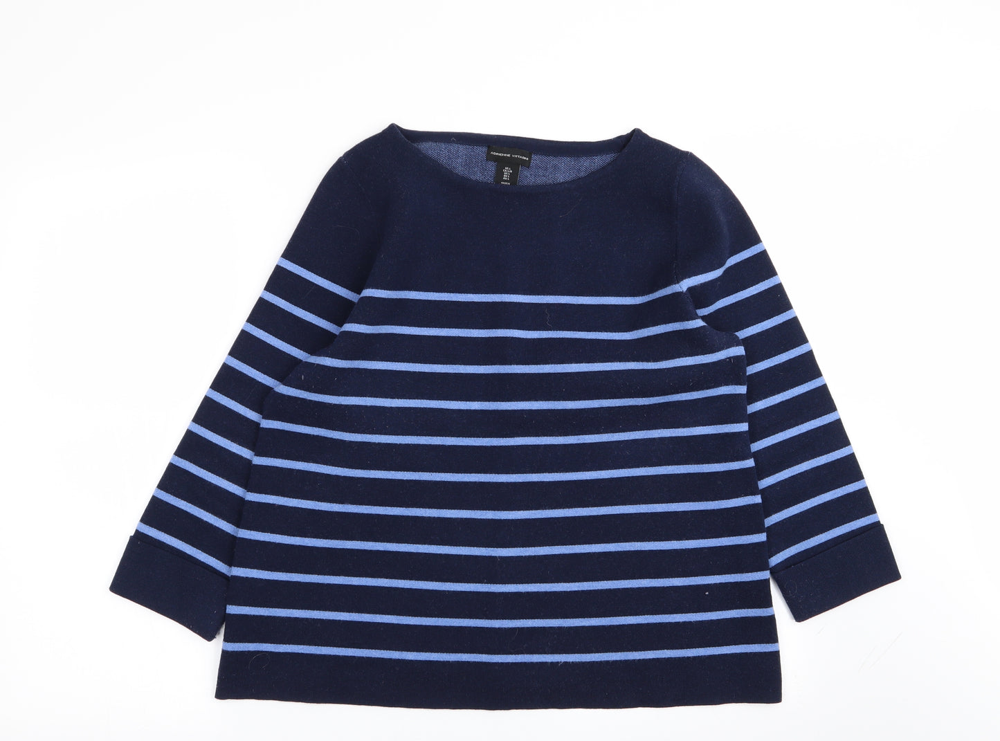 Adrienne Vittadini Womens Blue Striped  Pullover Jumper Size L