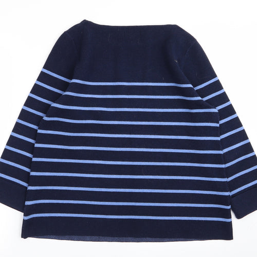 Adrienne Vittadini Womens Blue Striped  Pullover Jumper Size L