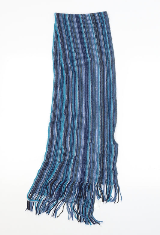 Preworn Unisex Blue Striped  Scarf  One Size