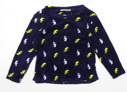 Chill Out Boys Blue Solid   Pyjama Top Size 8-9 Years  - Lightning Bolts