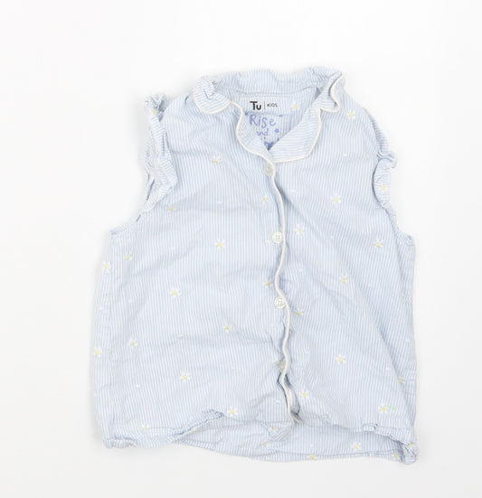 TU Girls Blue Striped  Top Pyjama Top Size 6-7 Years