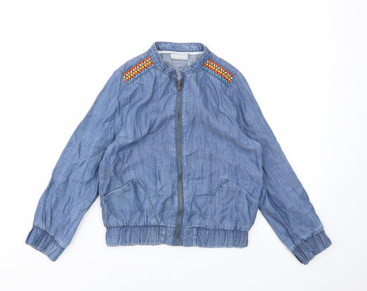 Matalan Girls Blue Geometric  Basic Jacket Jacket Size 8 Years