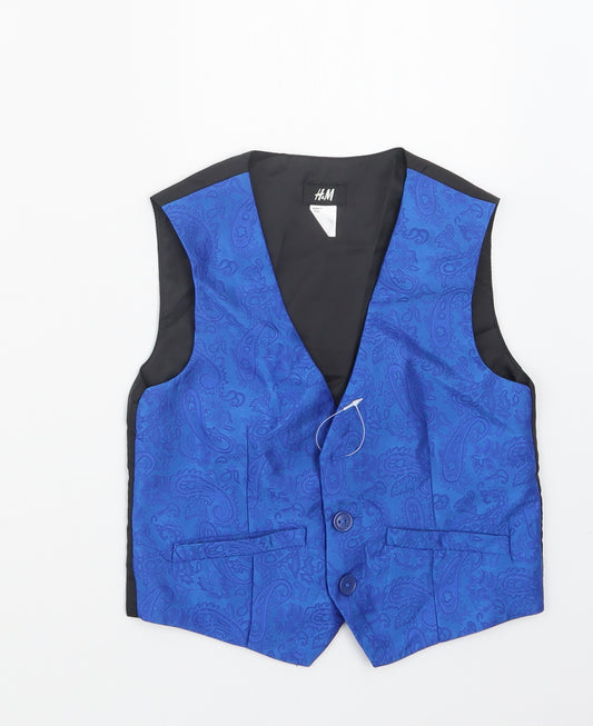 H&M Boys Blue Paisley  Jacket Waistcoat Size 6 Years