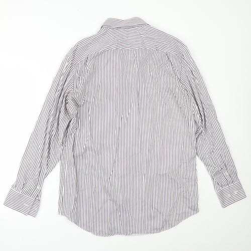 Jeff Banks Mens Purple Striped   Dress Shirt Size 16