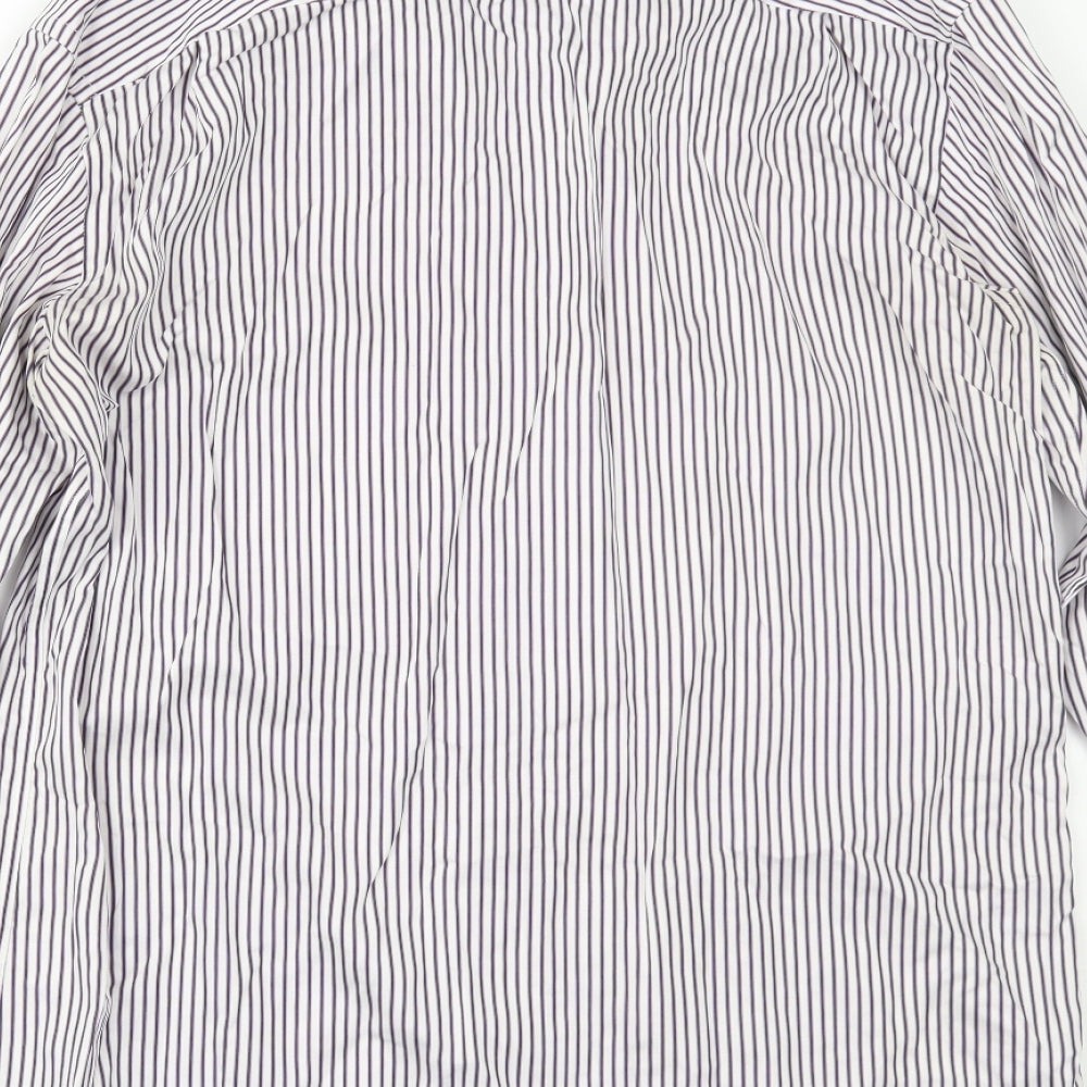 Jeff Banks Mens Purple Striped   Dress Shirt Size 16
