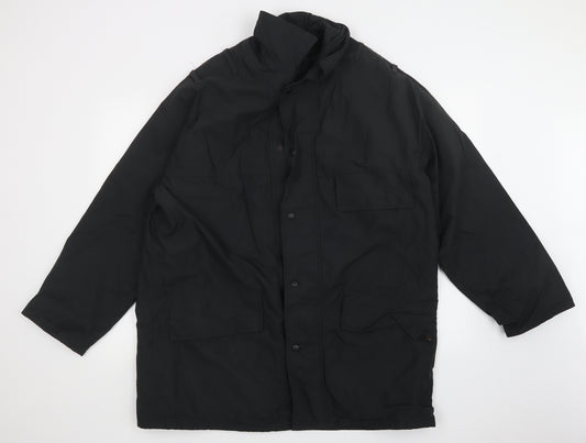 WOOD HARRIS Mens Black   Overcoat Coat Size L