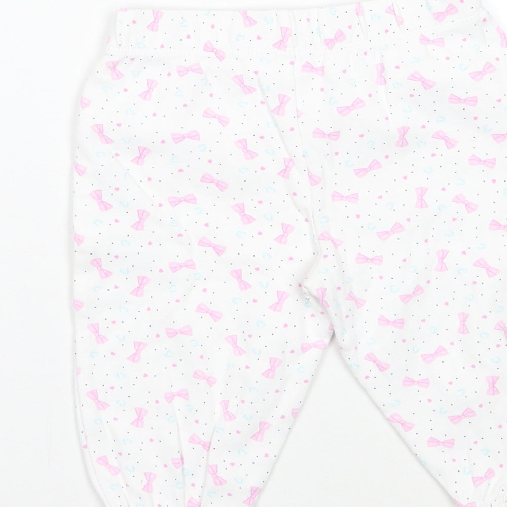 Ergee Girls White Geometric  Sweatpants Trousers Size 6-9 Months