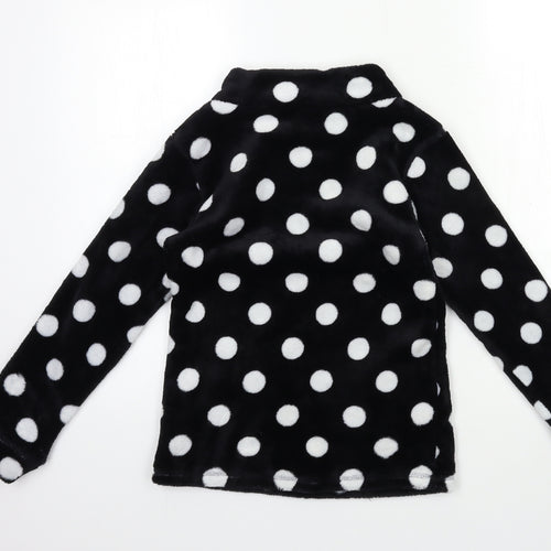 TU Girls Black Polka Dot Fleece Top Pyjama Top Size 10 Years