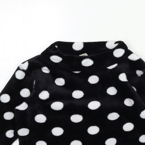 TU Girls Black Polka Dot Fleece Top Pyjama Top Size 10 Years