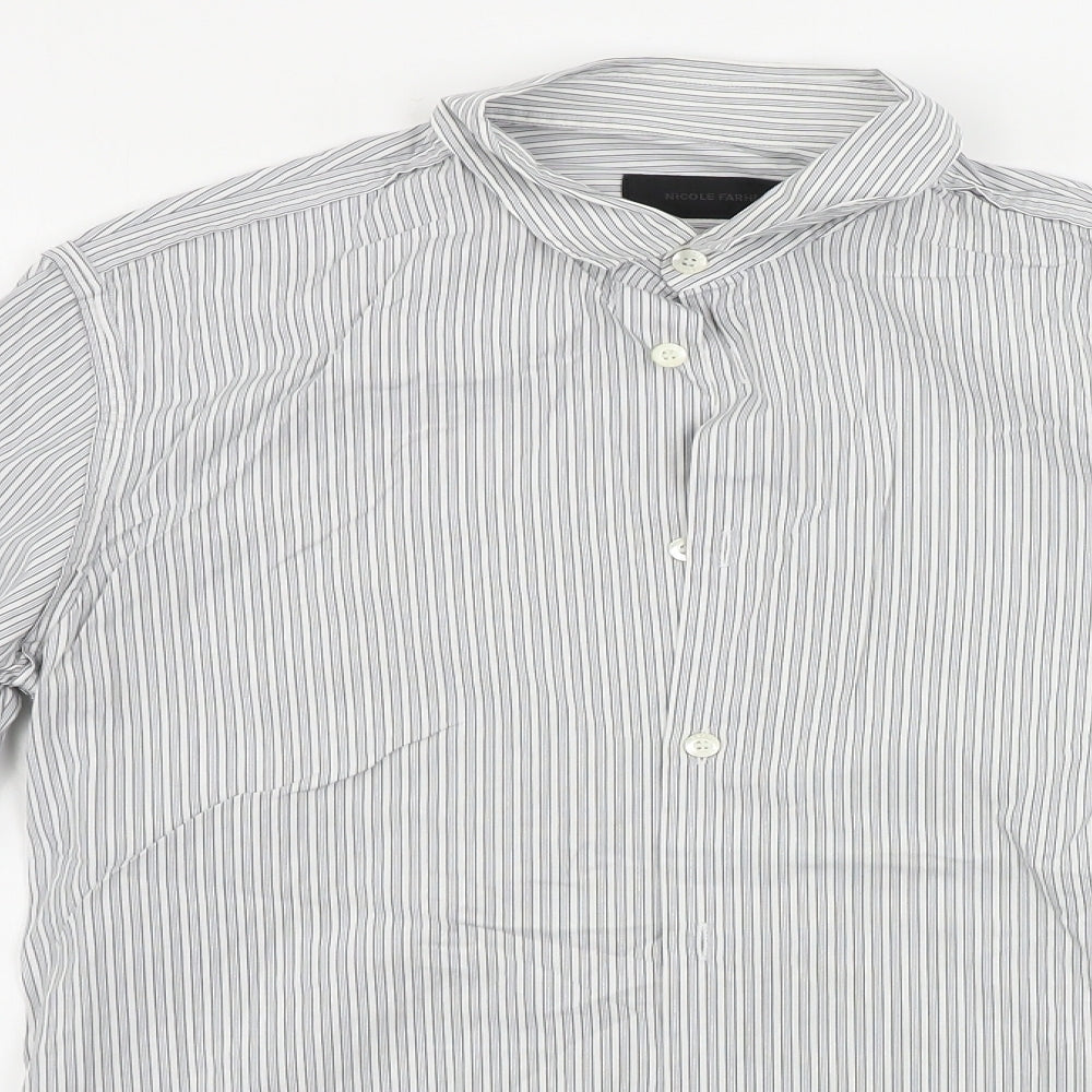 NICOLE FARHI  Mens Grey Striped   Button-Up Size 15