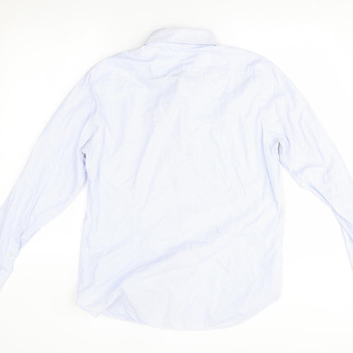 Filangier Mens Blue Striped   Dress Shirt Size 17