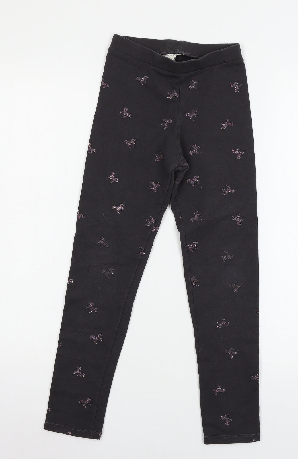 H&M Girls Grey Geometric Jersey Jogger Trousers Size 10 Years - Unicorn