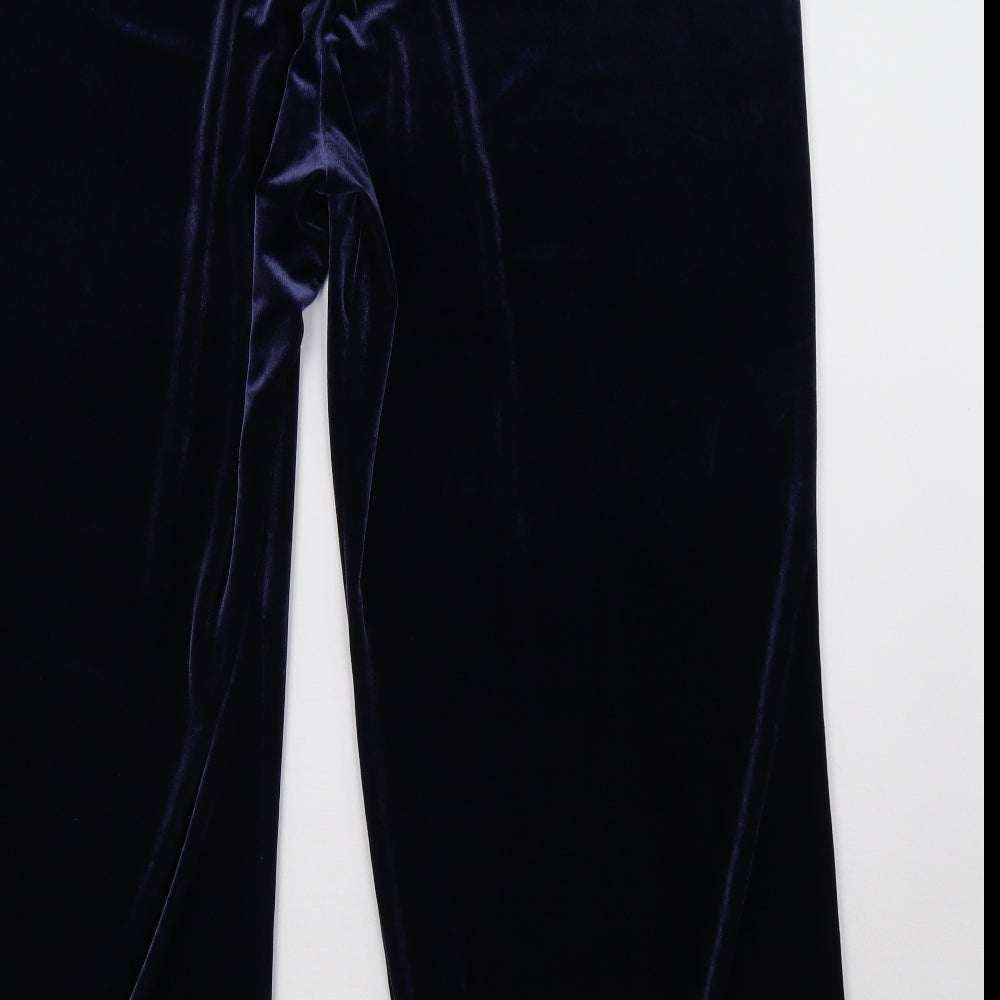 Marks and Spencer Womens Blue Velvet Trousers Size 22 L30 in short l Preworn Ltd