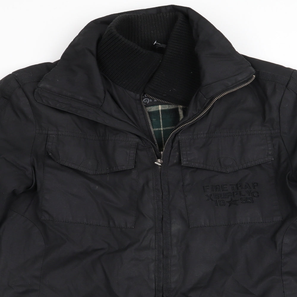 Firetrap Mens Black   Anorak Coat Size XS  - Double Zipped