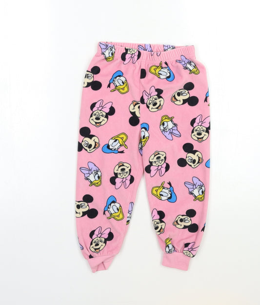 Primark Girls Pink  Fleece Top Pyjama Pants Size 2-3 Years  - Mickey and Friends