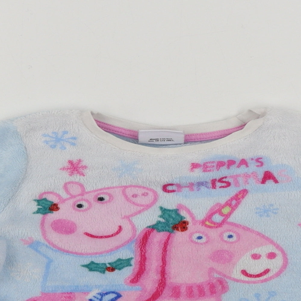 George Girls Blue   Top Pyjama Top Size 3-4 Years  - peppa pig christmas
