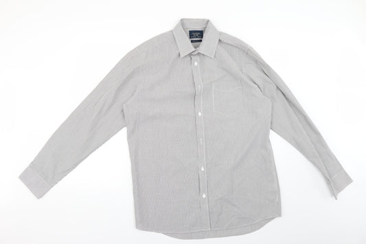 F&F Mens Grey Striped   Dress Shirt Size 15