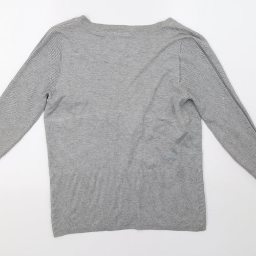 Cortefiel Womens Grey  Knit Cardigan Jumper Size L