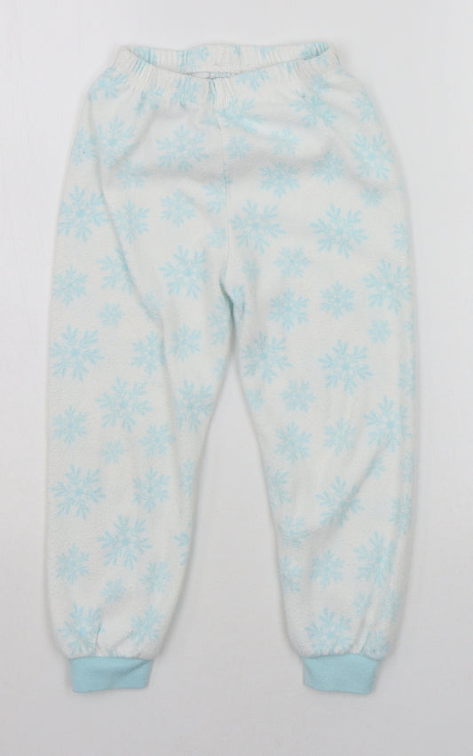 Primark Girls White Geometric  Top Pyjama Pants Size 4-5 Years  - STARS