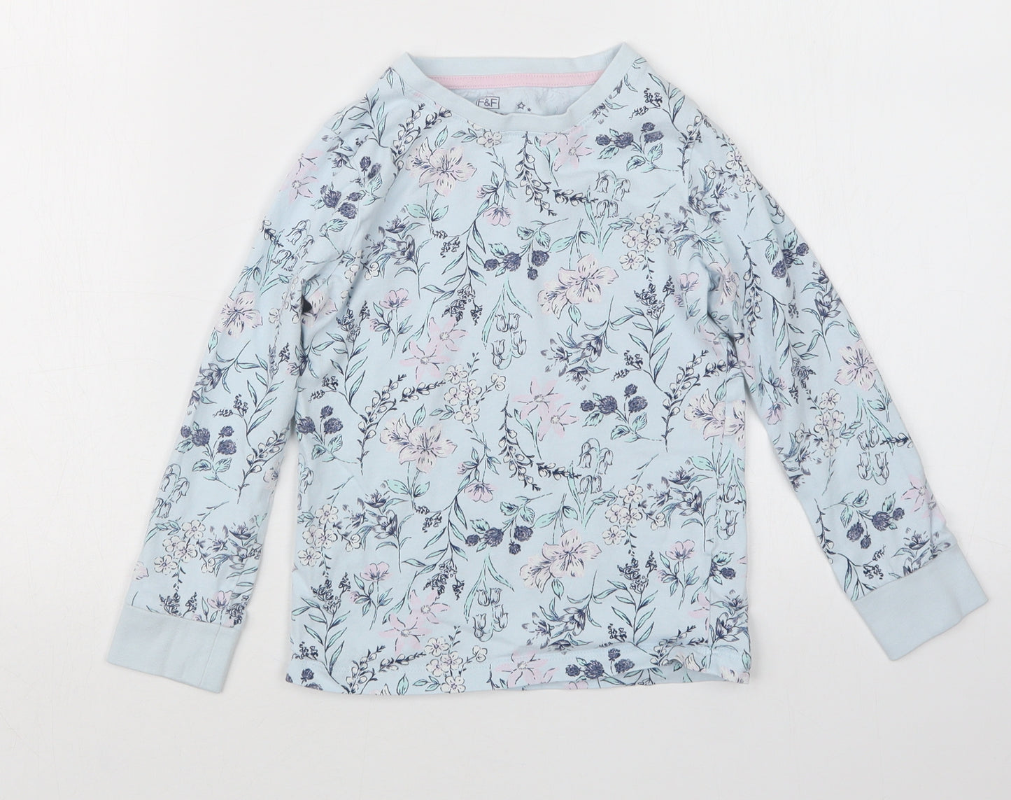 F&F Girls Blue Floral  Top Pyjama Top Size 6-7 Years