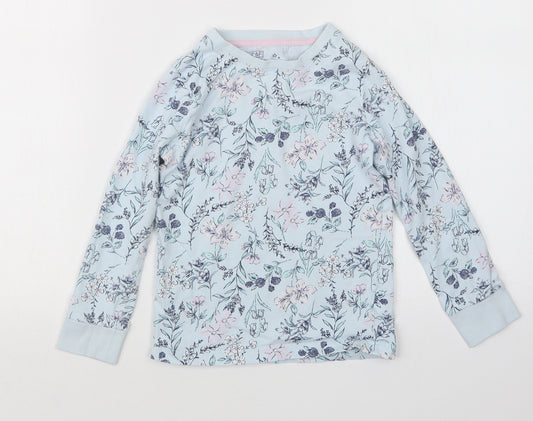 F&F Girls Blue Floral  Top Pyjama Top Size 6-7 Years