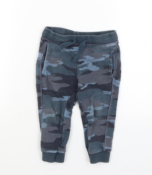 Benneton Boys Blue Camouflage  Jogger Trousers Size 2 Years