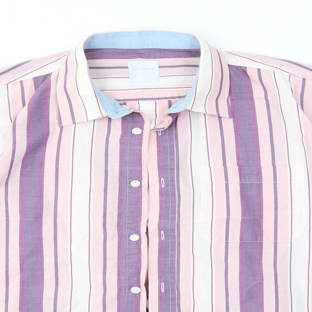 Samuel Windsor Mens Multicoloured Striped   Button-Up Size L