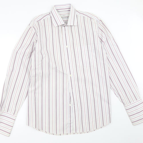 NEXT Mens White Striped   Dress Shirt Size 16