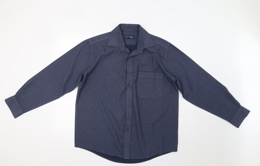 Tom Hagan Mens Blue Check   Dress Shirt Size 15.5