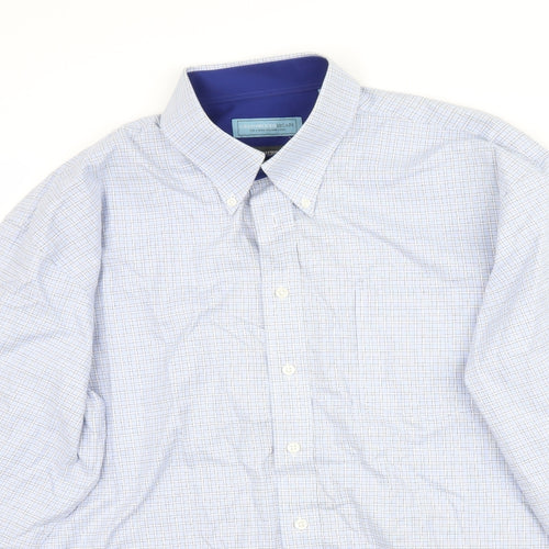 Greenwoods Mens Blue Plaid   Dress Shirt Size L