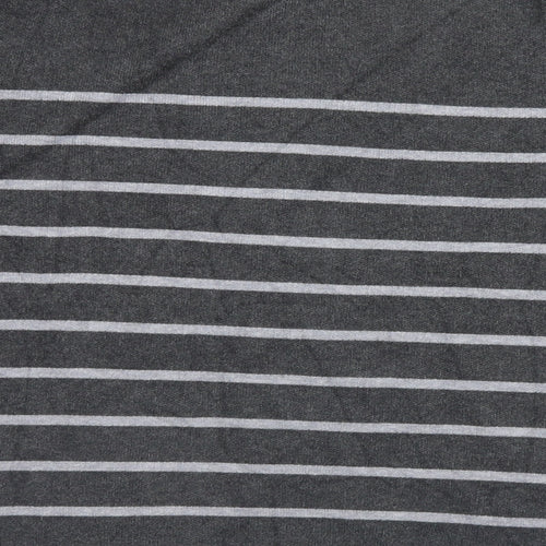 Adrienne Vittadini Mens Grey Striped  Pullover Jumper Size M