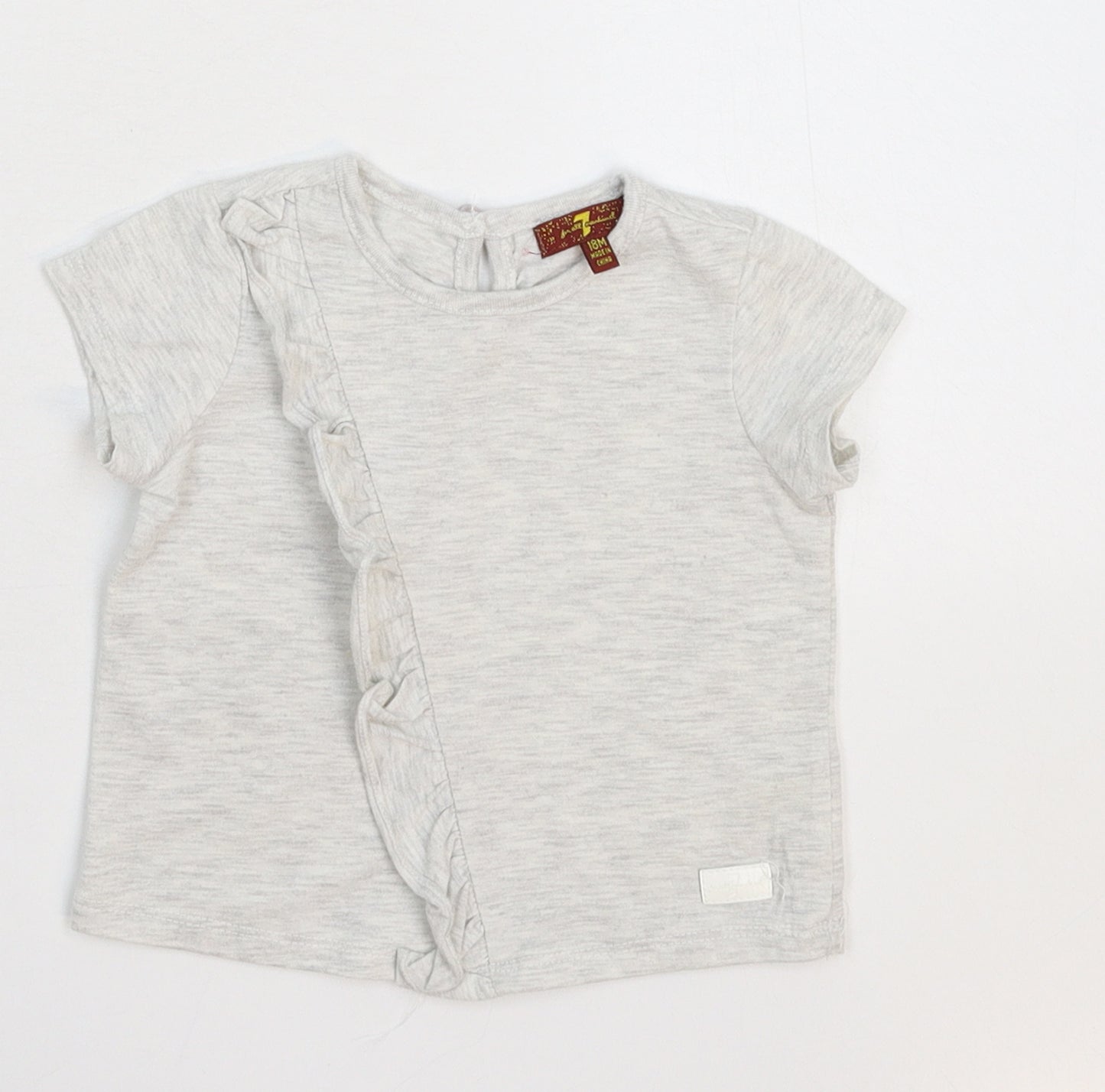 7 For All Mankind Girls Grey   Basic T-Shirt Size 18-24 Months