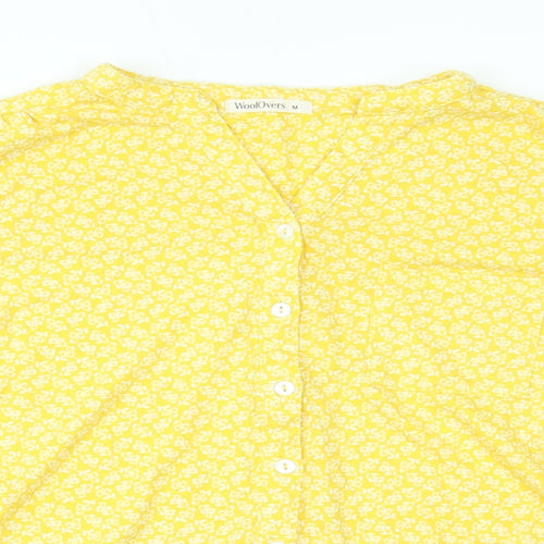 Woolovers Womens Yellow Floral  Basic Blouse Size M