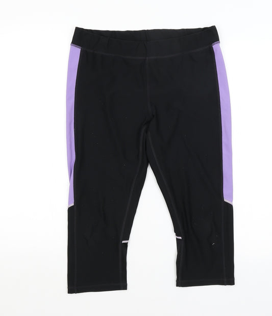 Athletic Works, Pants & Jumpsuits, Athletic Works Black Purple Pull On  Active Stretch Leggings Womens Size Large L