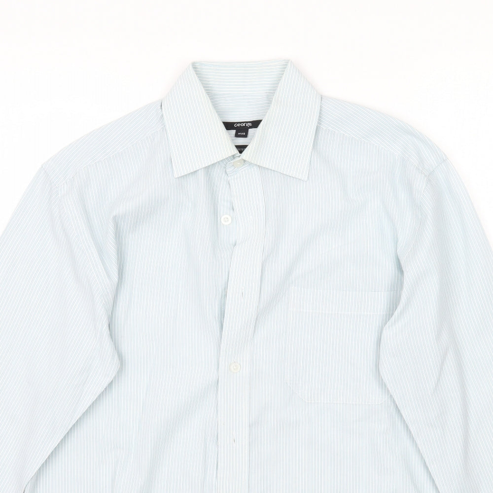 George Mens Blue Striped   Dress Shirt Size 14.5