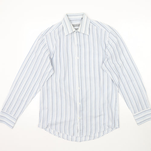 Jack Reid Mens Blue Striped   Dress Shirt Size 14.5
