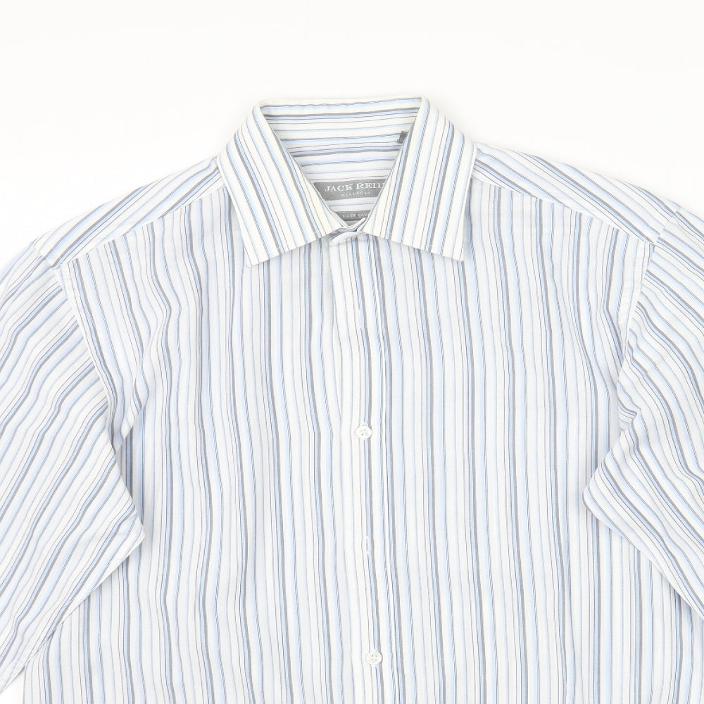Jack Reid Mens Blue Striped   Dress Shirt Size 14.5
