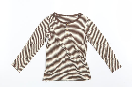 TU Girls Brown Striped  Top Pyjama Top Size 6-7 Years