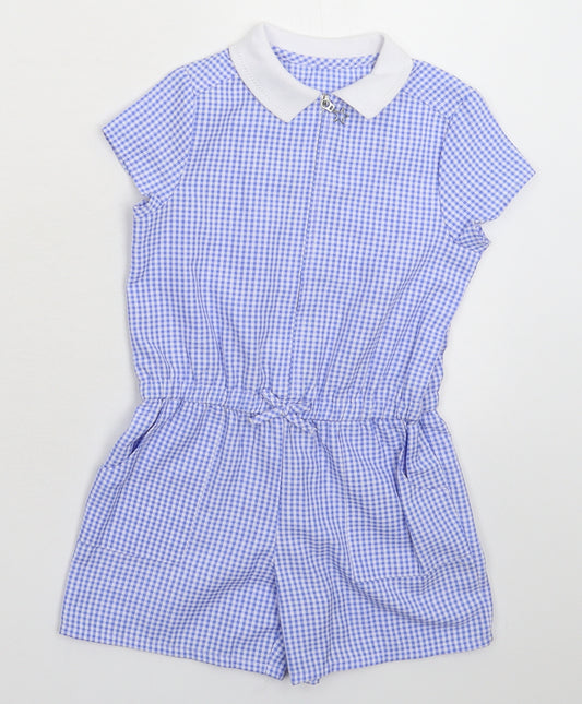 George Girls Blue Check  Jumpsuit One-Piece Size 3-4 Years