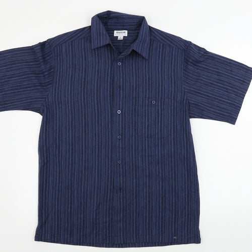 Haggar Mens Blue Striped   Button-Up Size S