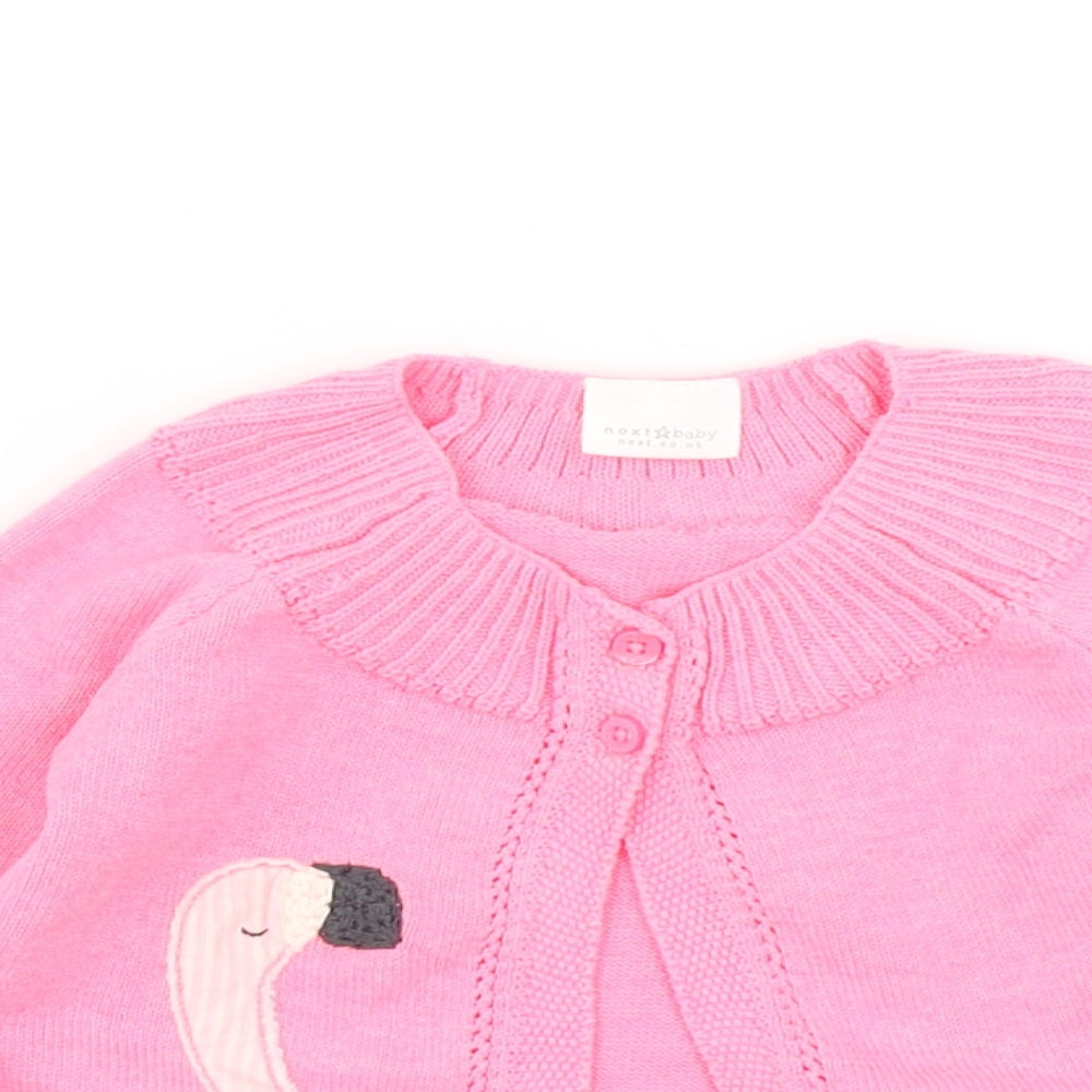 NEXT Girls Pink Knit Cardigan Jumper Size 18 24 Months Flamingo Preworn Ltd