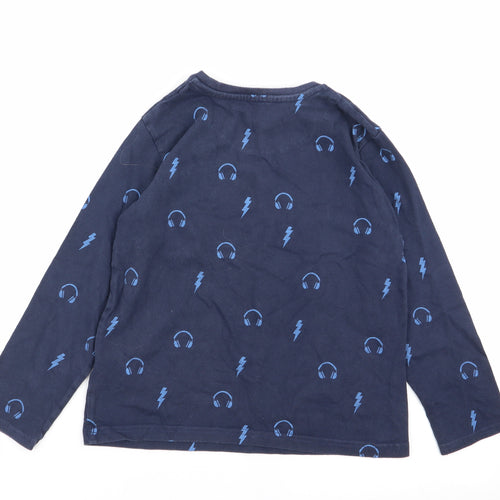 bluezoo Boys Blue Geometric   Pyjama Top Size 7-8 Years