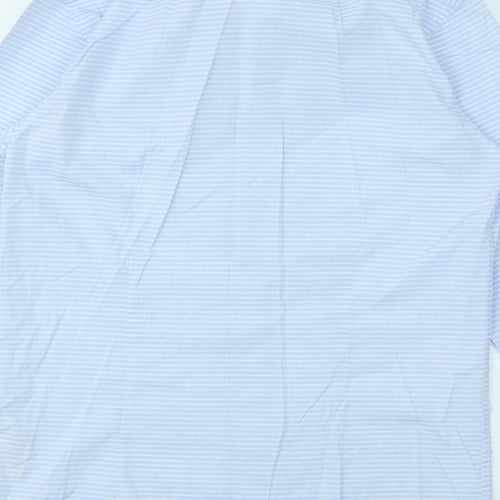 RED HEARING  Mens Blue Striped   Dress Shirt Size 14.5