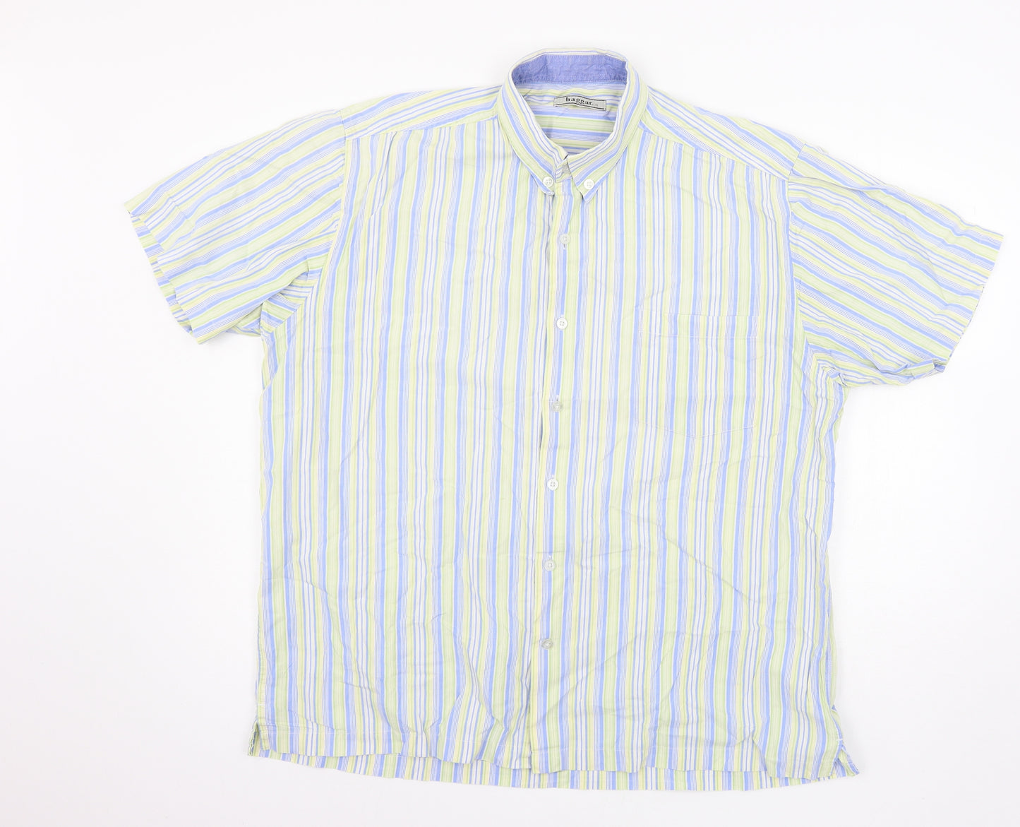Haggar Mens Blue Striped   Button-Up Size XL
