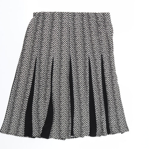 Roz&Ali Womens Black Striped  Skater Skirt Size L