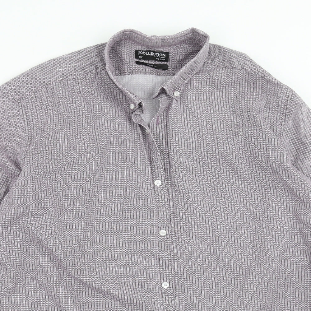 Debenhams Mens Purple Geometric   Dress Shirt Size 16