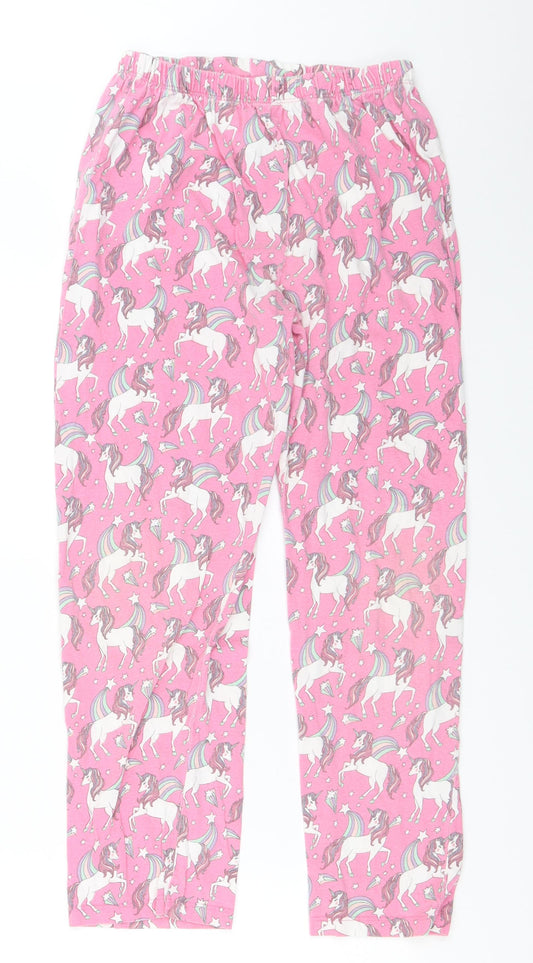 Primark Girls Pink Solid  Top Pyjama Pants Size 10-11 Years  - unicorn