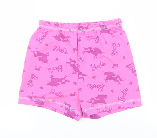 Barbie Girls Pink Solid  Top Pyjama Pants Size 6-7 Years