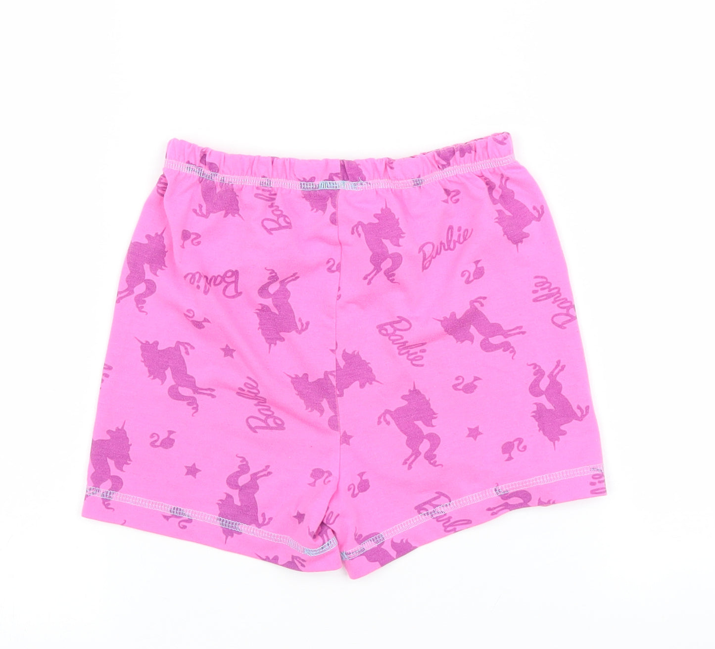 Barbie Girls Pink Solid  Top Pyjama Pants Size 6-7 Years